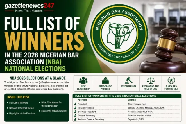 Full List of Winners in the 2026 Nigerian Bar Association (NBA) National Elections